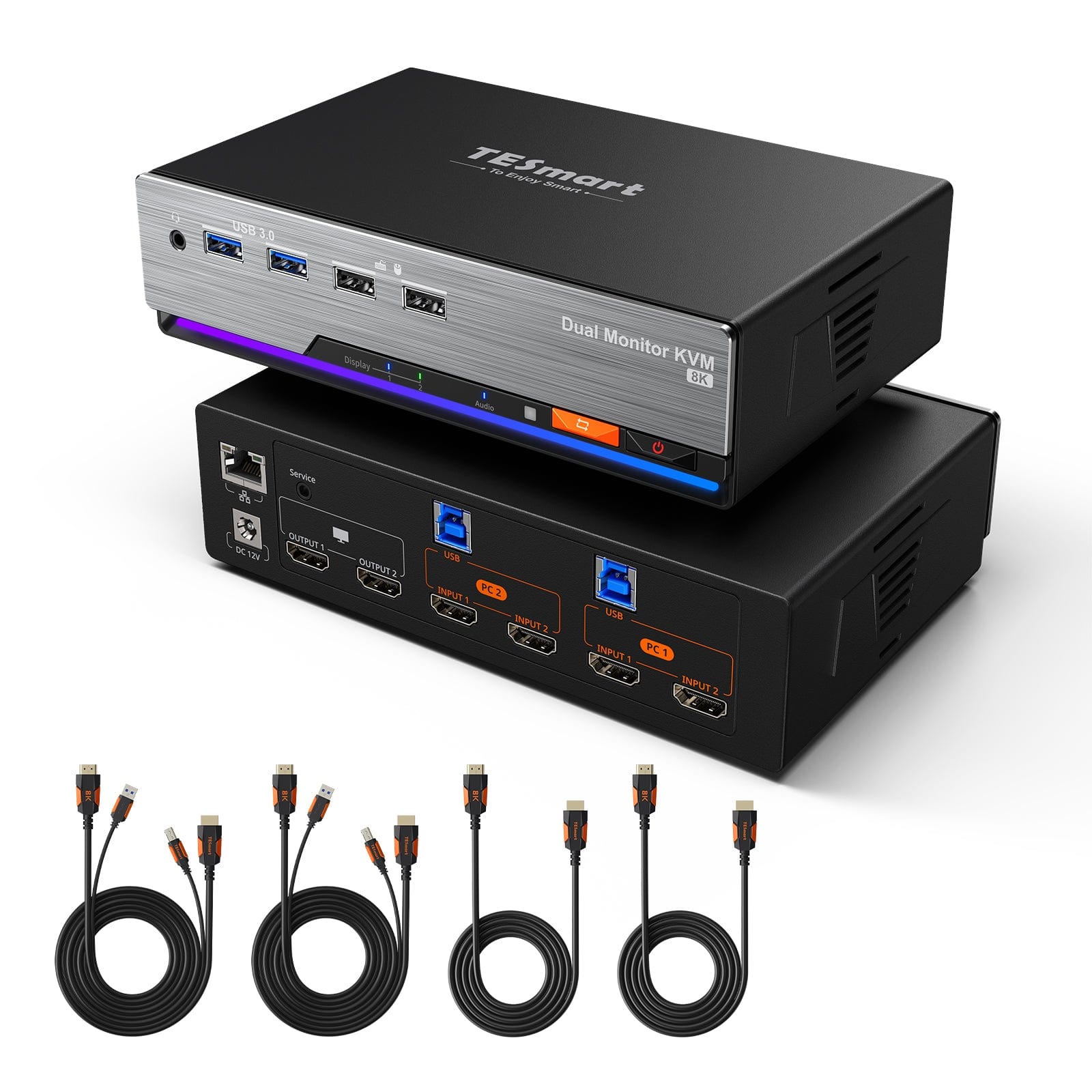 tesmart-master-dual-hdmi-2-1-kvm-switch-2-pcs-2-monitore-4k144hz image 1