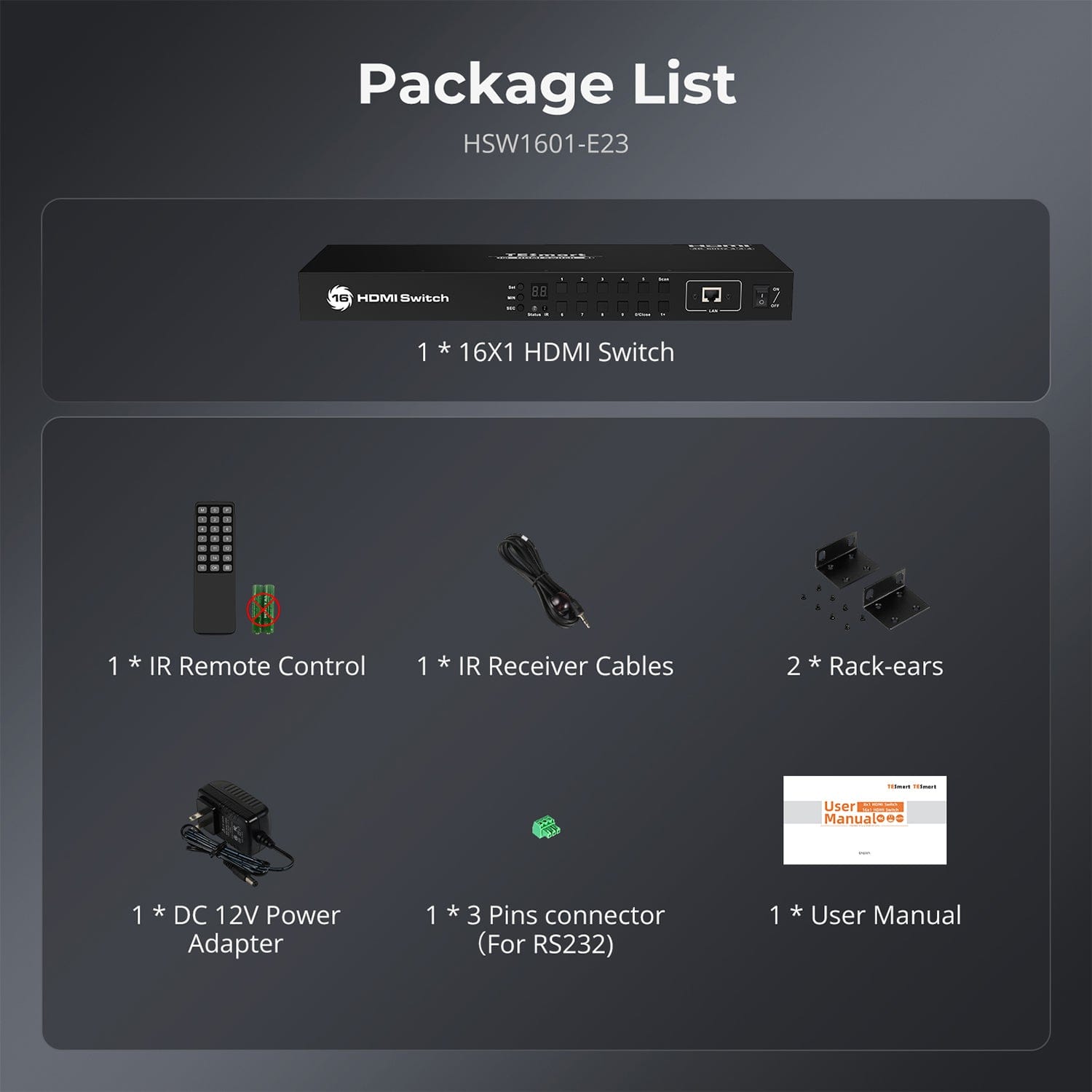 tesmart-prime-16-port-hdmi-switch-4k60hz-16-in-1-out-mit-lan image 2