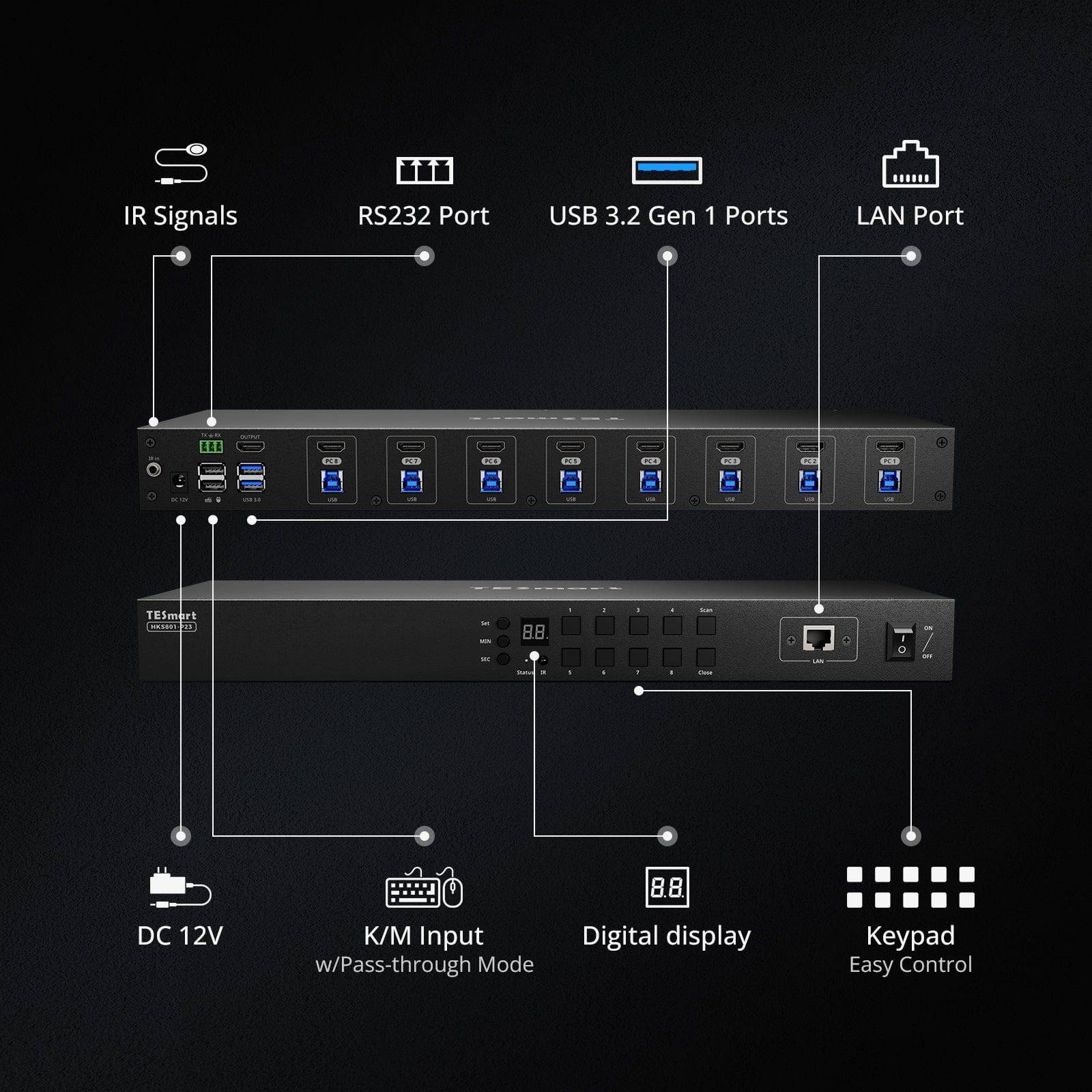 tesmart-prime-hks801-p23-hdmi-kvm-switch-8-fach-4k60hz-usb-3-0 image 2