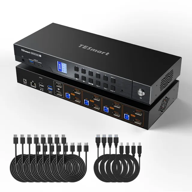 tesmart-master-4-port-dp-kvm-switch-dual-monitor-4-pcs image 1