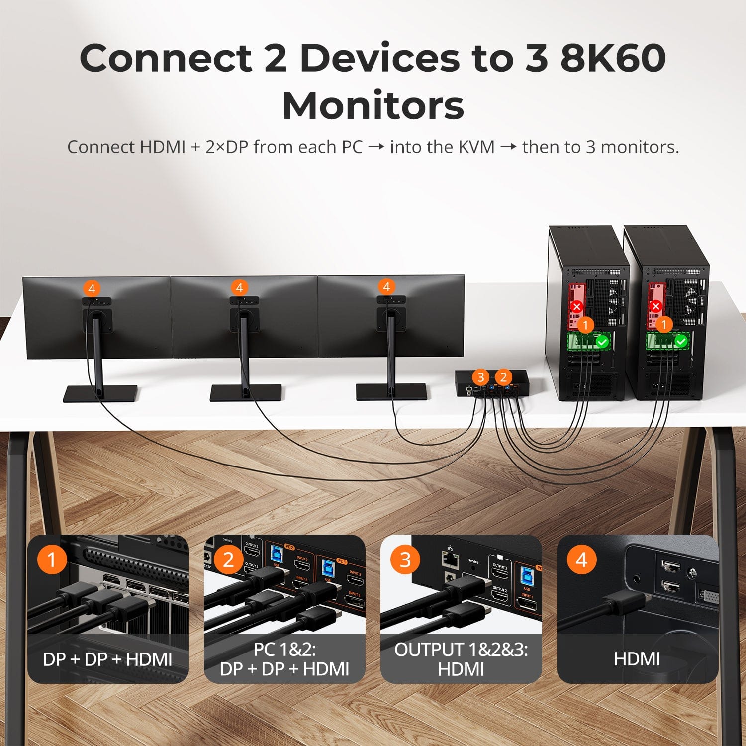 tesmart-master-hdk203-m24-kvm-switch-triple-4k144-hdmi image 3