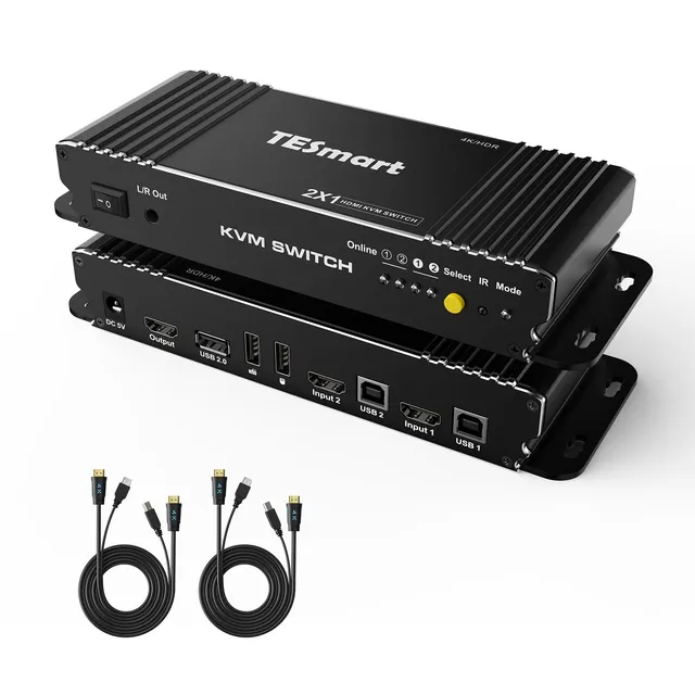 tesmart-lite-b-series-kvm-switch-2-pcs-hdmi-4k60hz-schwarz image 1
