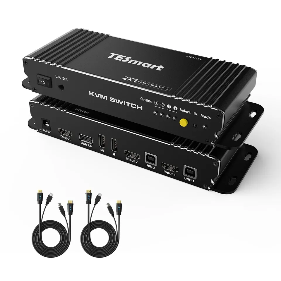 tesmart-lite-b-series-kvm-switch-2-pcs-hdmi-4k60hz-schwarz image 1