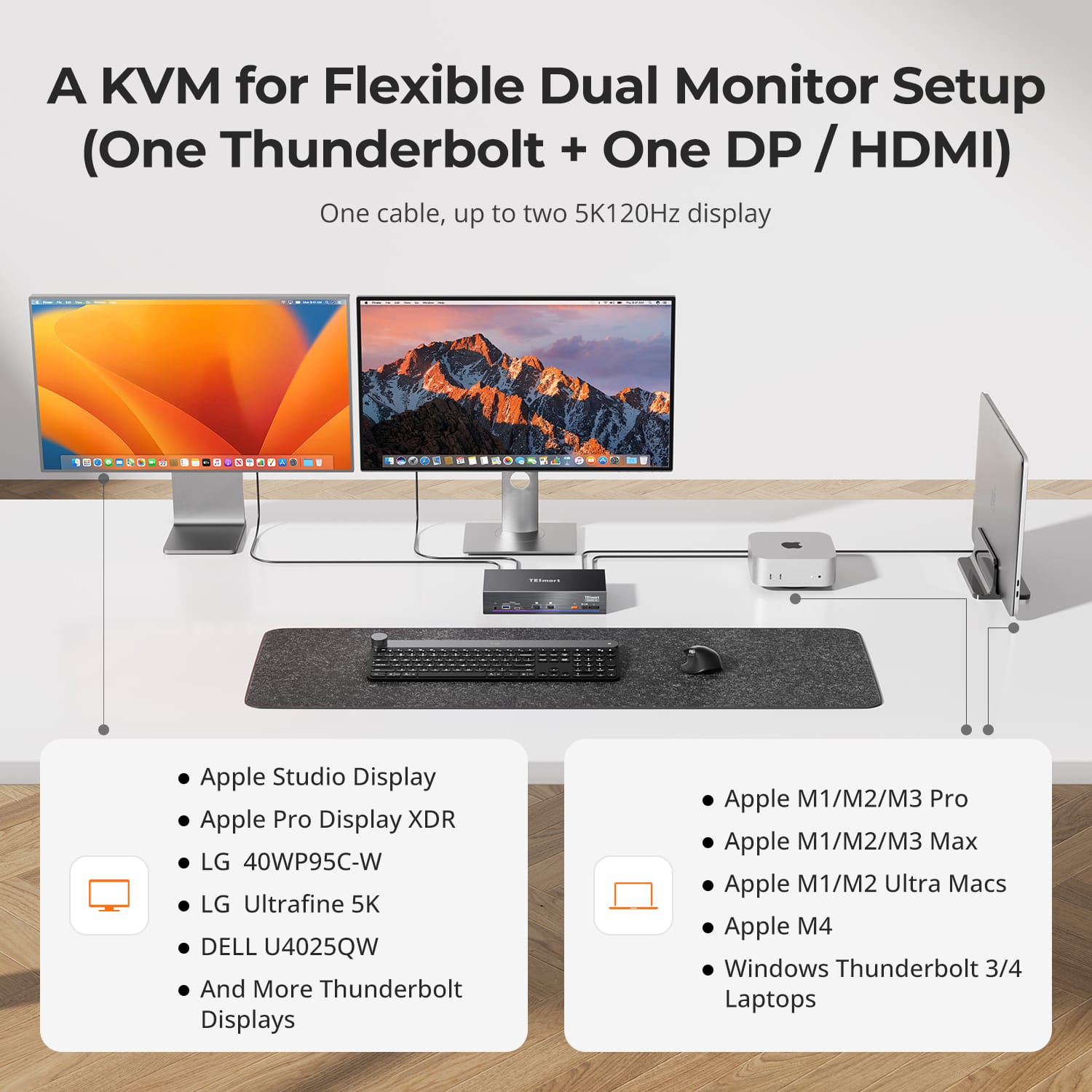 tesmart-xtreme-2x2-kvm-switch-5k120-6k60-thunderbolt-4 image 3