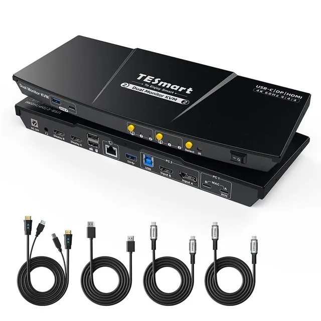 tesmart-prime-hdc202-p23-kvm-switch-dual-4k60hz-usb-c-mst-dock image 1